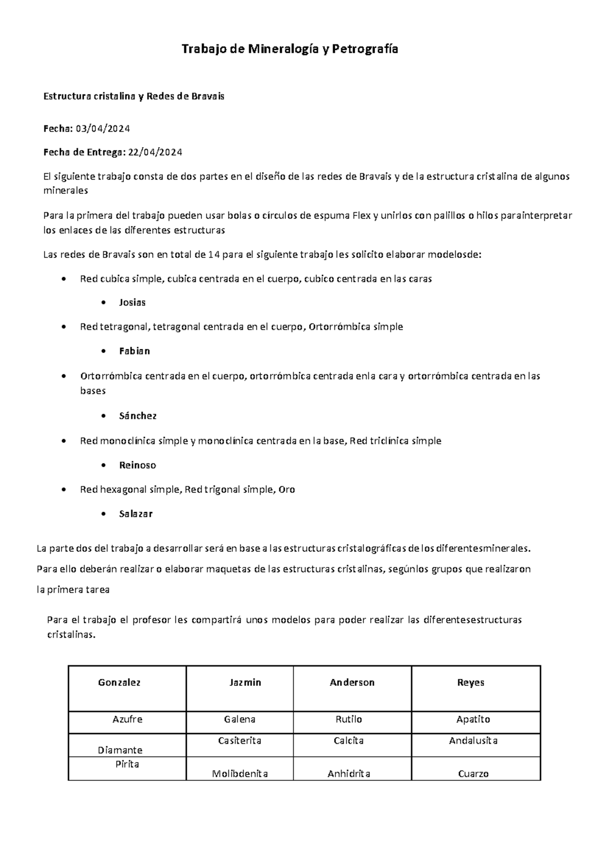 Trabajo dos de Mineralogía y Petrografía - Trabajo de Mineralogía y ...