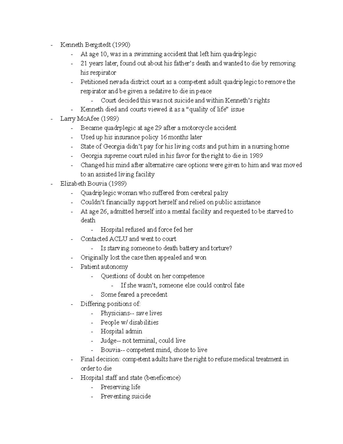 Chlh 260 patient autonomy - Kenneth Bergstedt (1990) At age 10, was in ...