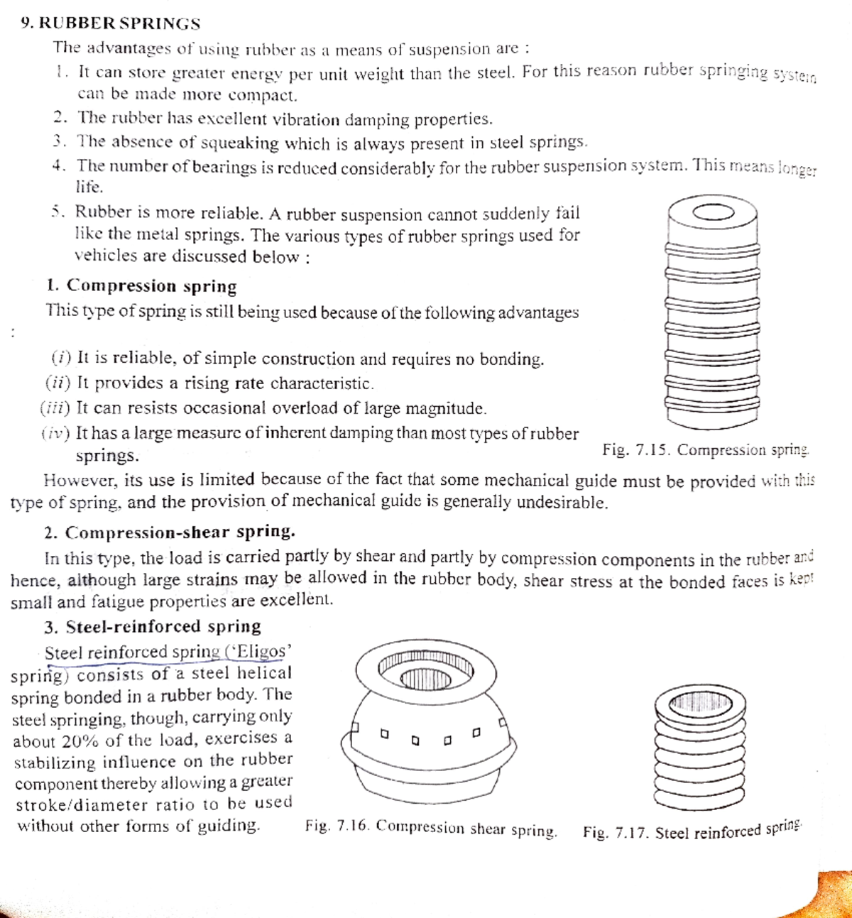 Rubber Springs 9. RUBBER SPRINGS The advantages of using rubber as a