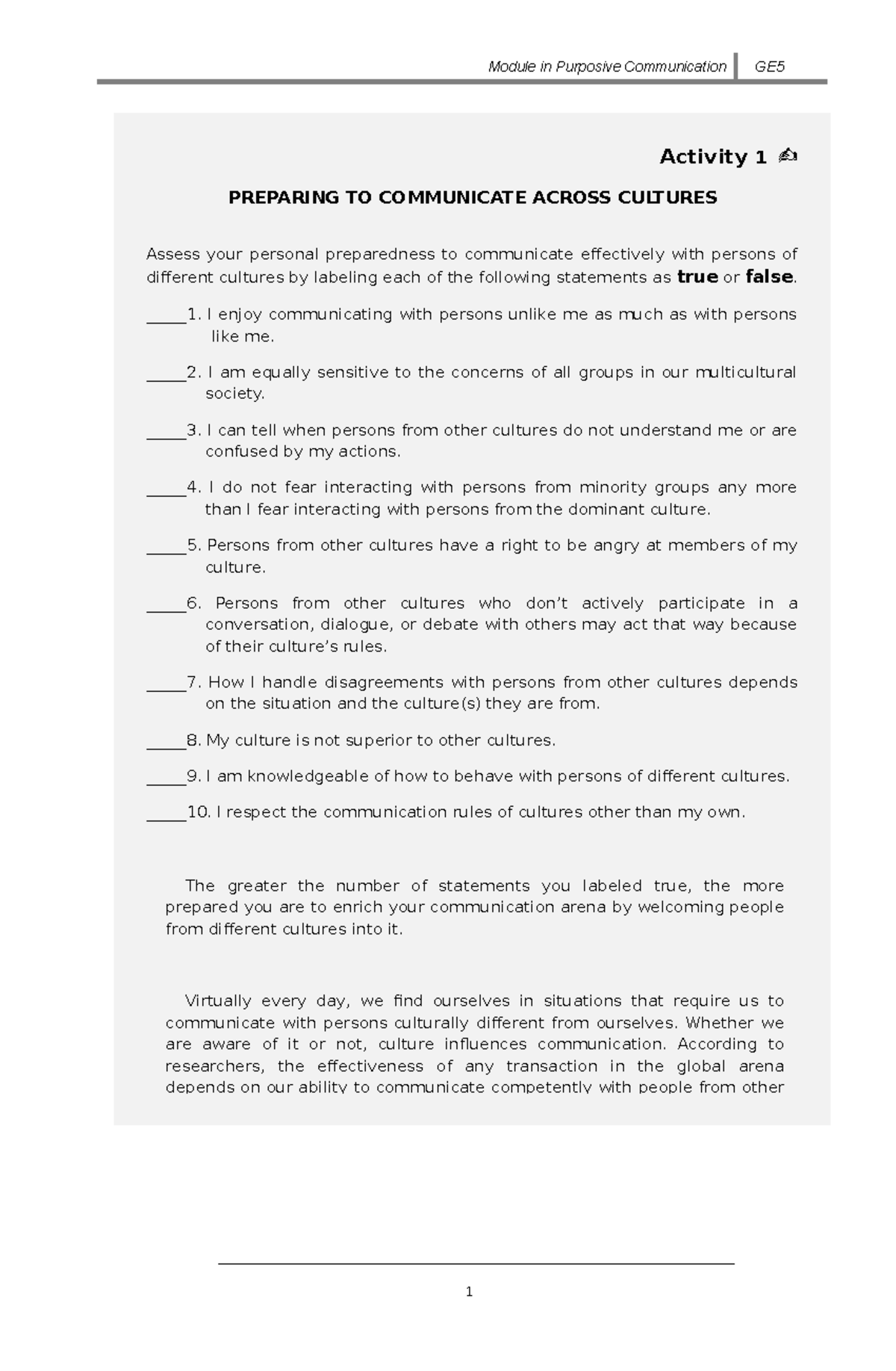 Activity-3 - Notes - Module in Purposive Communication GE 1 Activity 1 ...