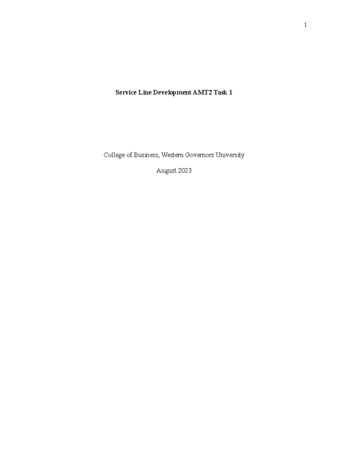 Service Line Development AMT2 KMM1 Task 1 - Service Line Development ...