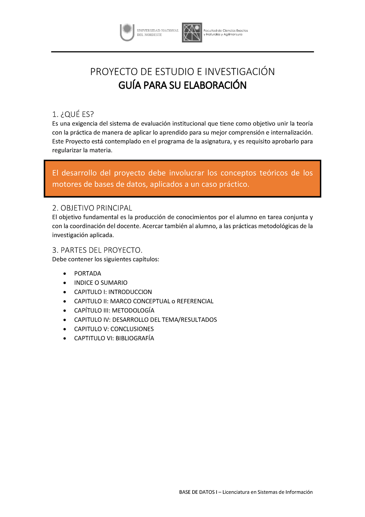 BD I Guia Elaboracion - PROYECTO DE ESTUDIO E INVESTIGACIÓN GUÍA PARA ...