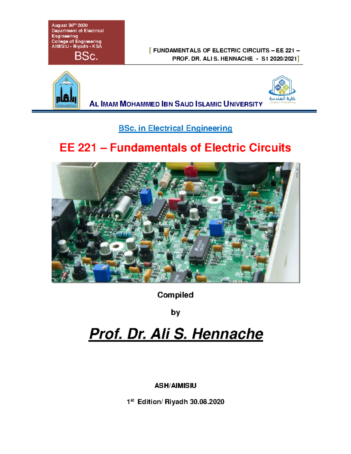 EE 221 Fundamentals of Electric Circuits - Department of Electrical ...