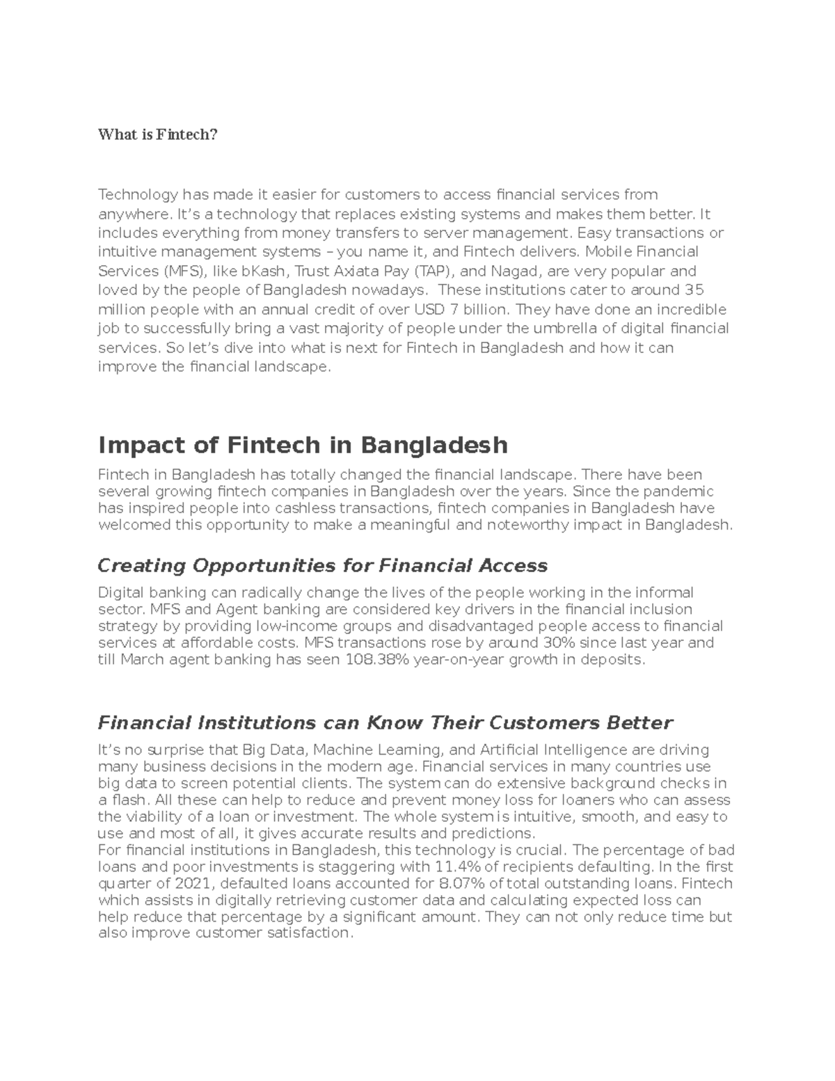Fintech - What is Fintech? Technology has made it easier for customers ...
