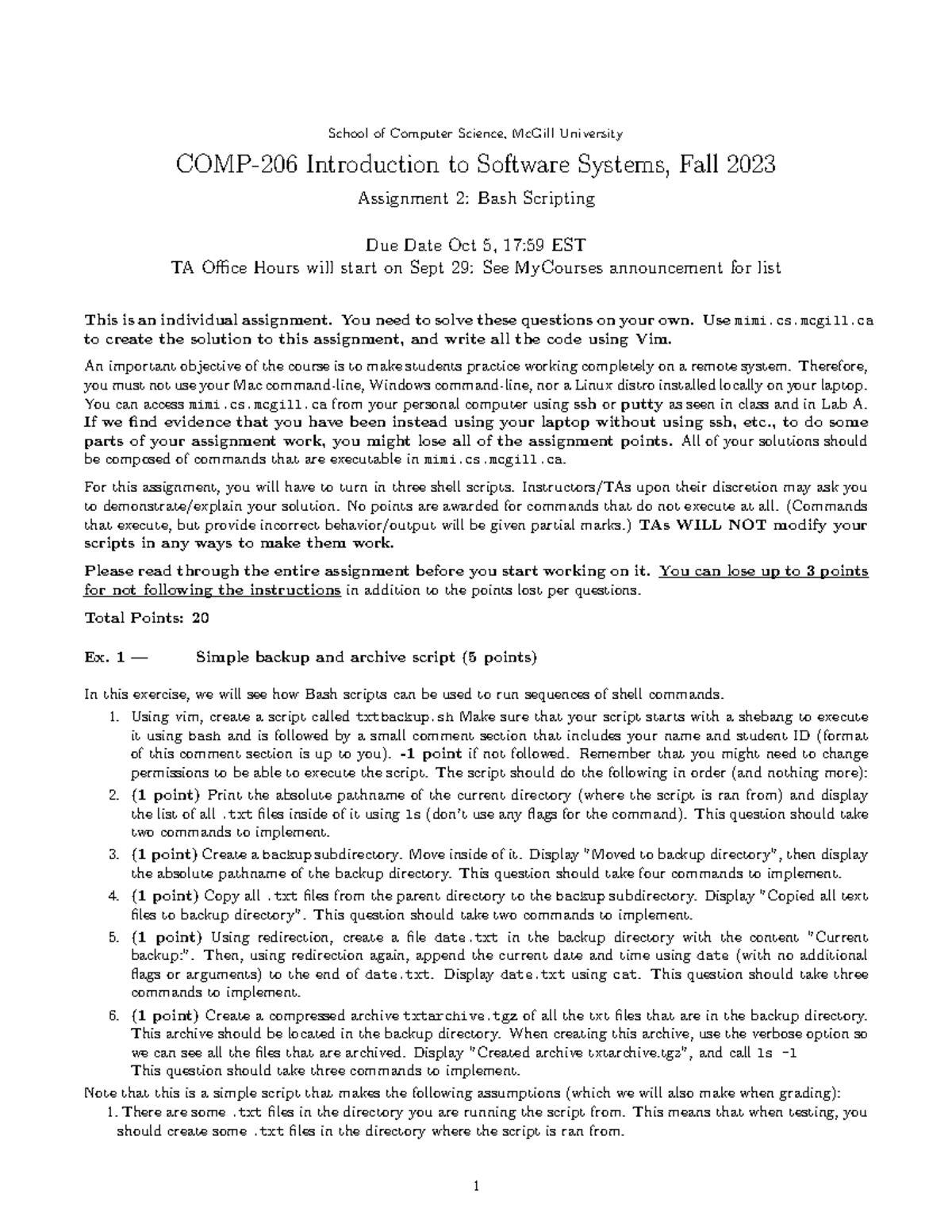 Comp206 f2023 assign 2 - School of Computer Science, McGill University ...