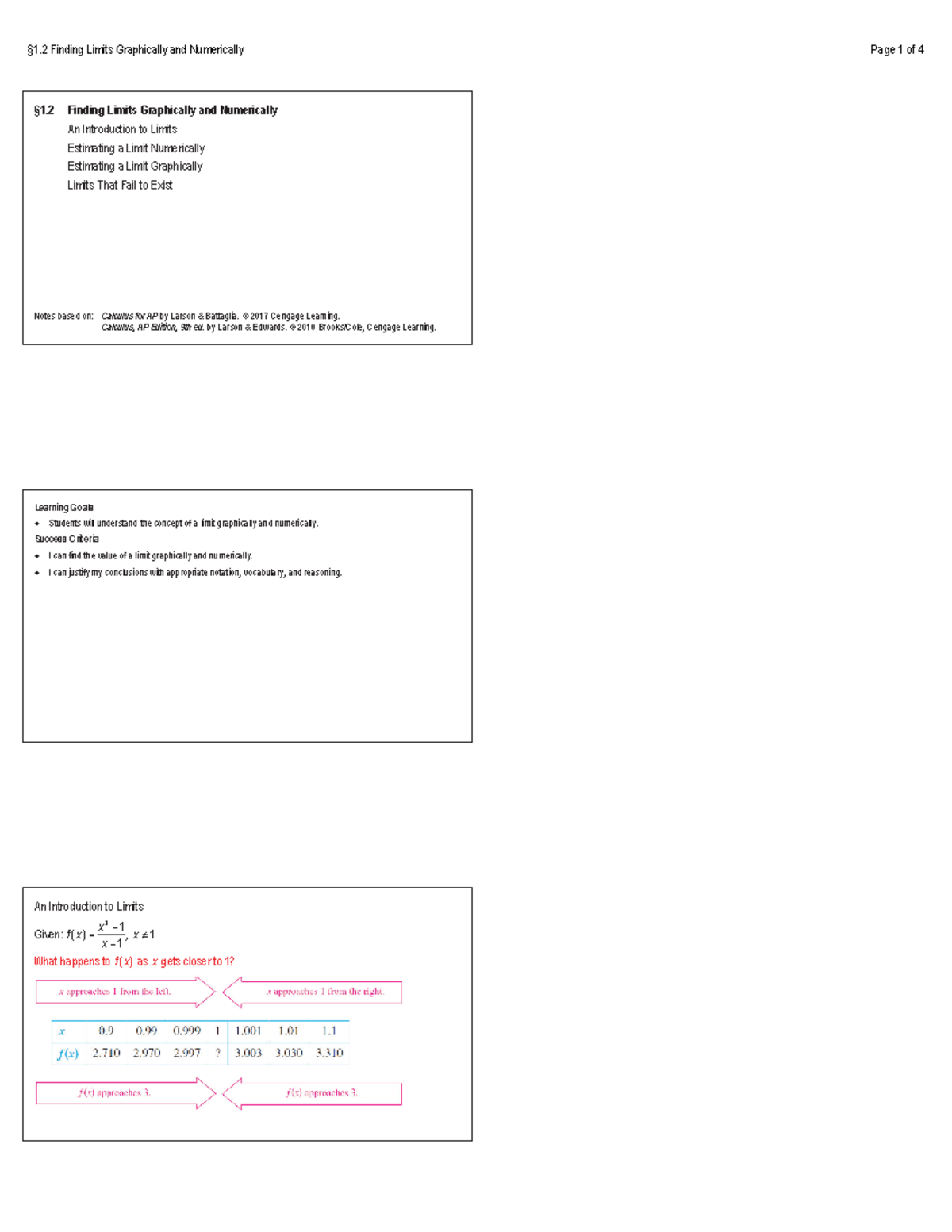 01.02 Notes - Notes based on: Calculus for AP by Larson & Battaglia ...
