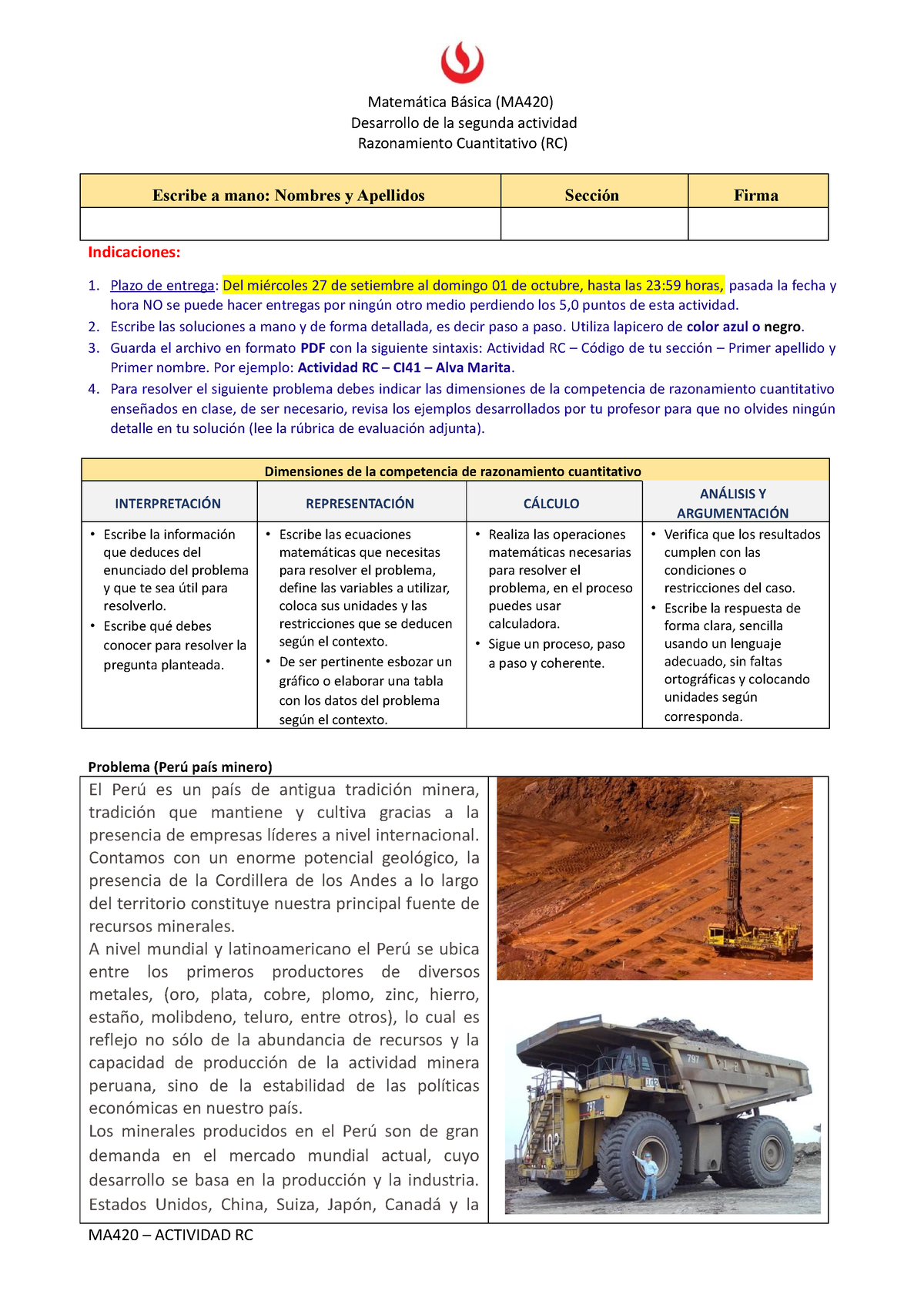 Actividad RC - Este Ejecicio Esta Mal - Matemática Básica (MA420 ...