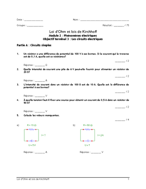 Loi De Kirchhoff Exercices Corrigés 03 - Etude De Circuits Avec Les ...