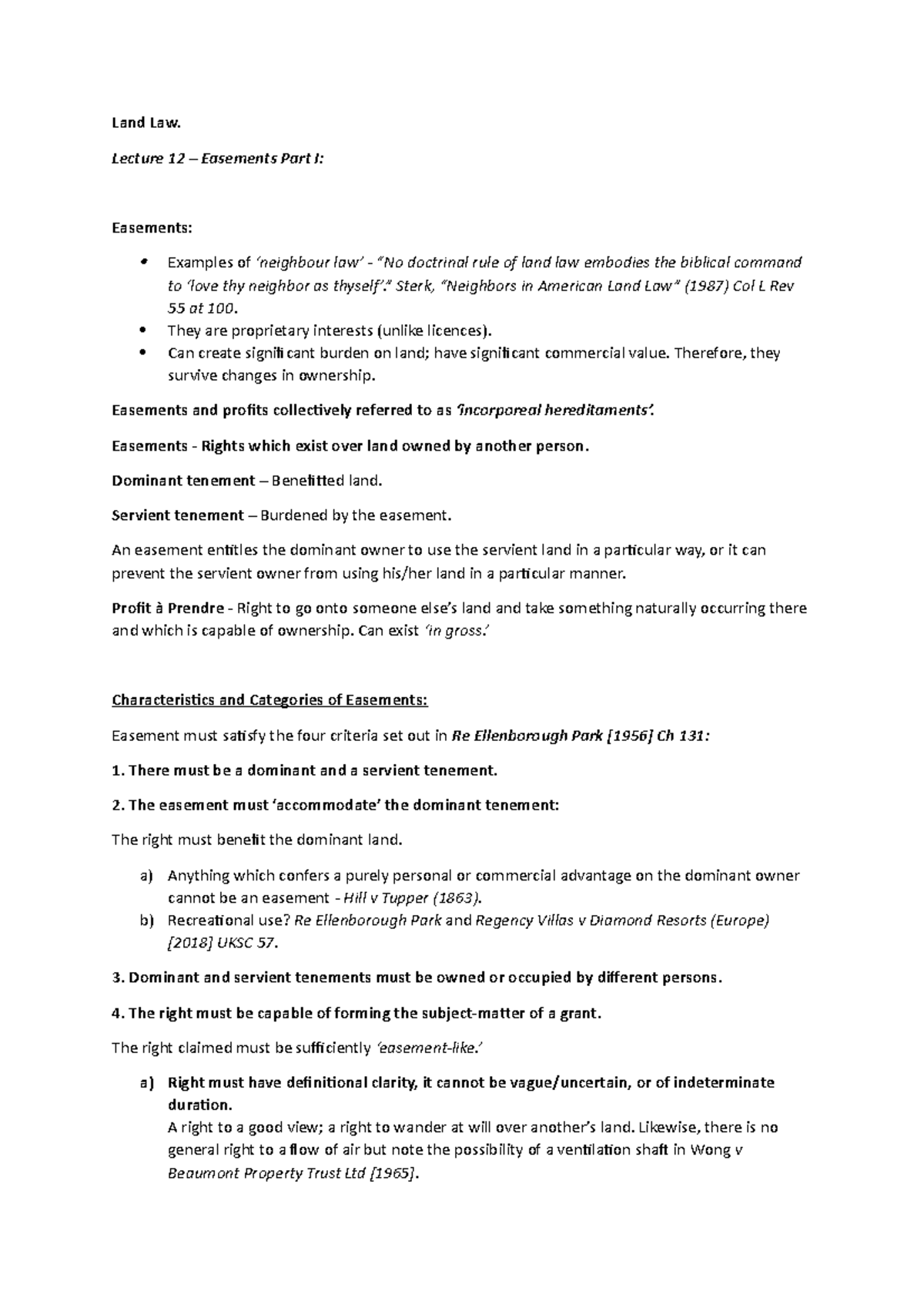 land-law-easements-part-i-land-law-lecture-12-easements-part-i