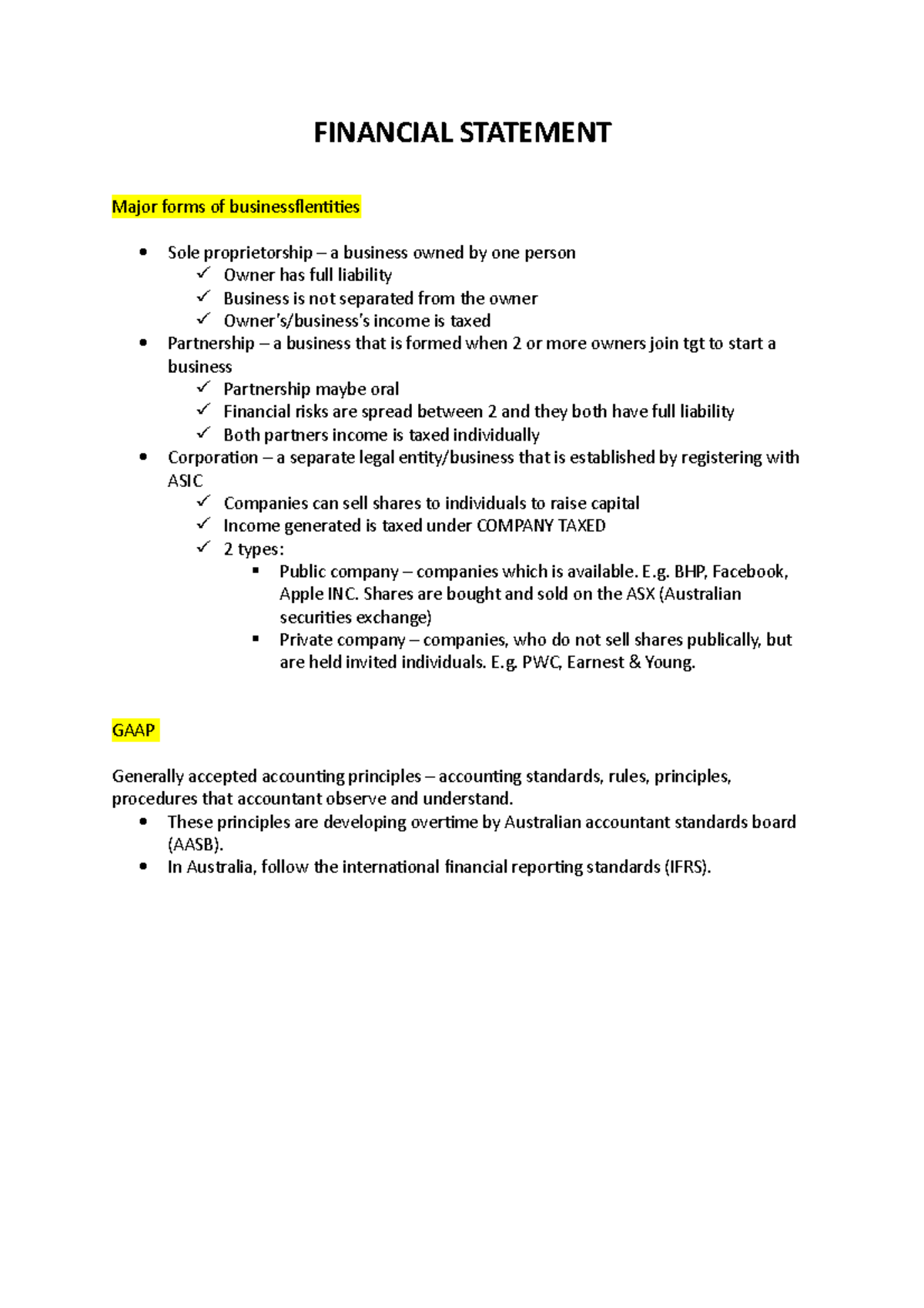 Accounting for business A lecture note week 2 - FINANCIAL STATEMENT ...