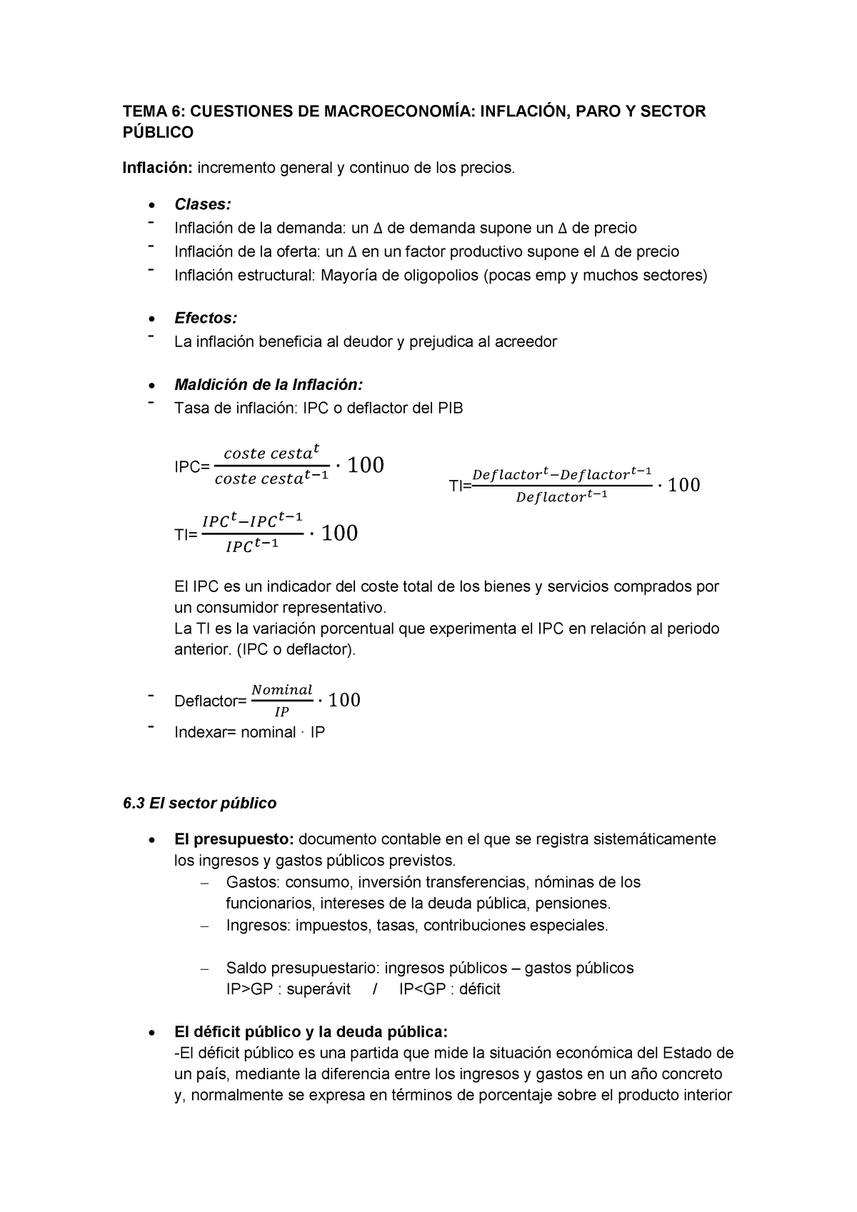 Tema 6 Y 7 Introducción A La Economia - TEMA 6: CUESTIONES DE PARO Y ...