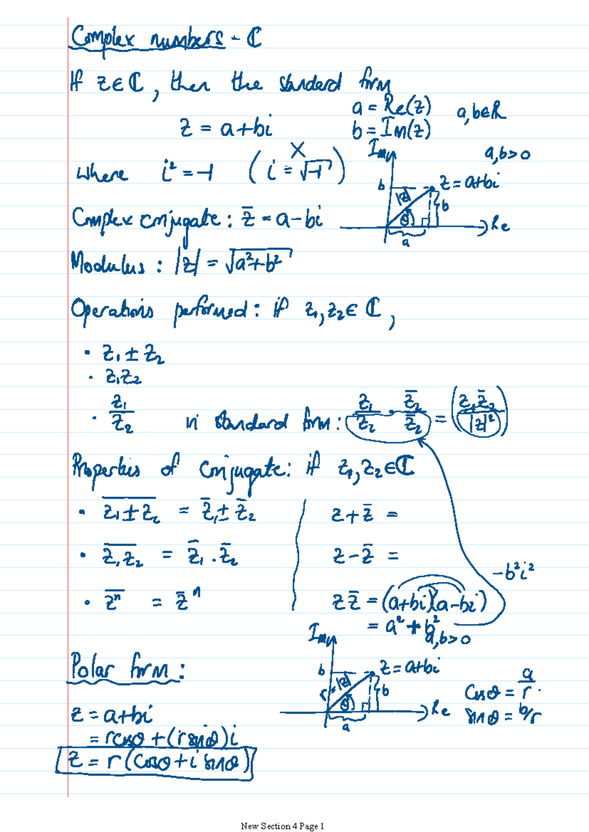 Summary of Complex nos(in Friday lecture) - Complex numbers C If ZEC ...