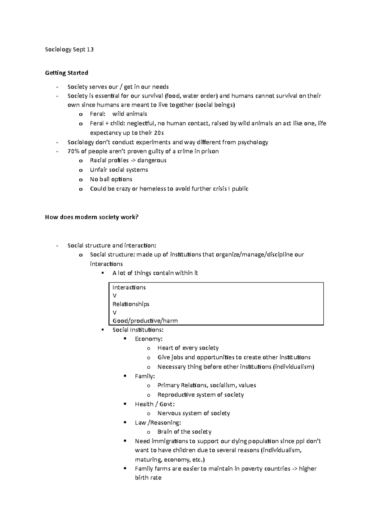 Intro to sociology 1021E week 1 (Sept 13th 2021) - Sociology Sept 13 ...