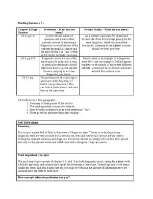 Reading Summary #1 - 1 The Biomedical model is being developed into the ...
