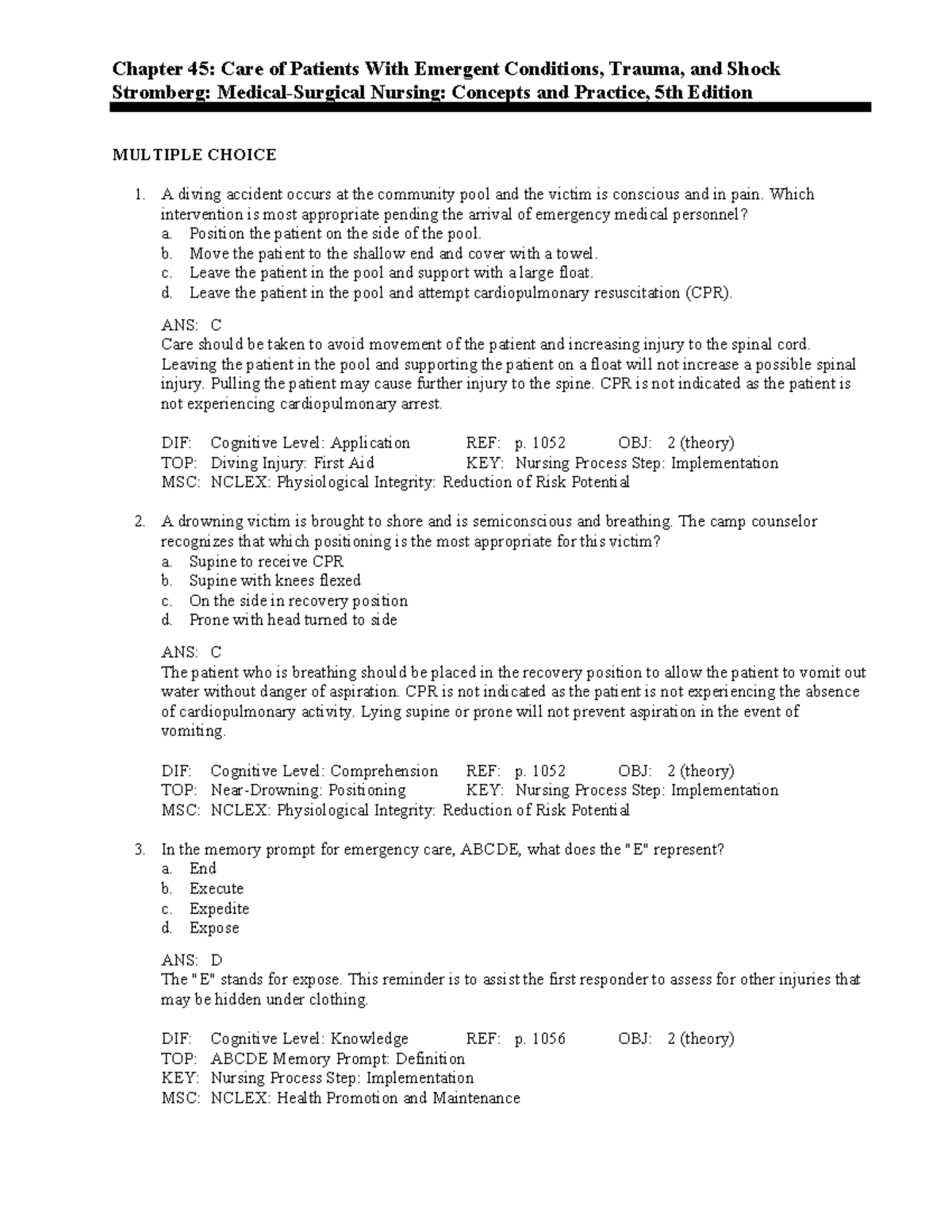 Chapter 45. Care Of Patients With Emergent Conditions, Trauma, And ...