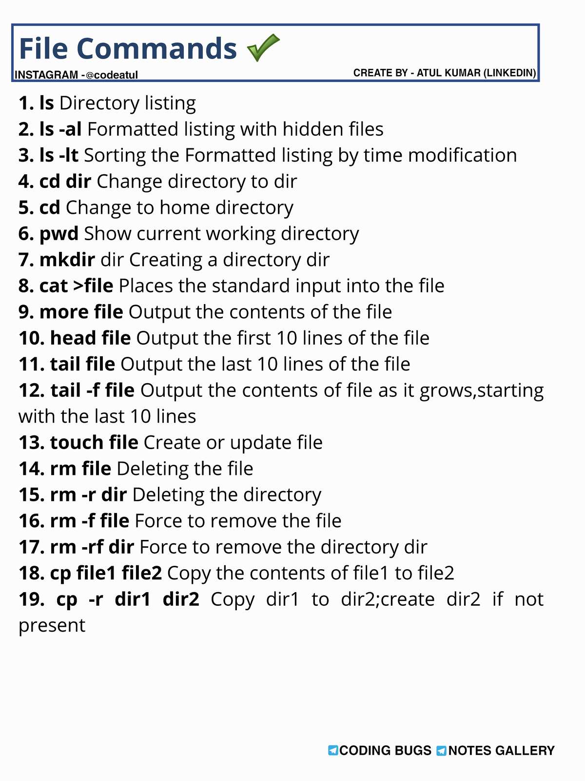 Linux File Commands - File Commands 1. ls Directory listing 2. ls -al ...
