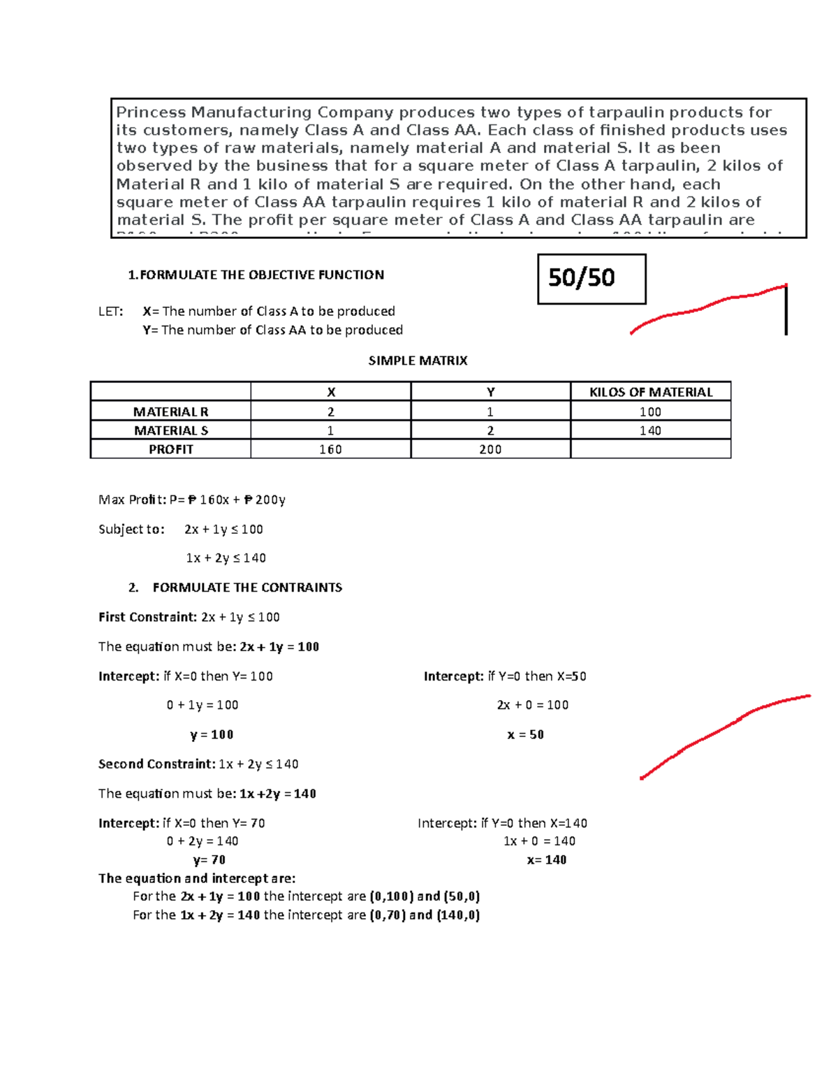 Linear Programming Maximization Profit - 1 THE OBJECTIVE FUNCTION LET ...