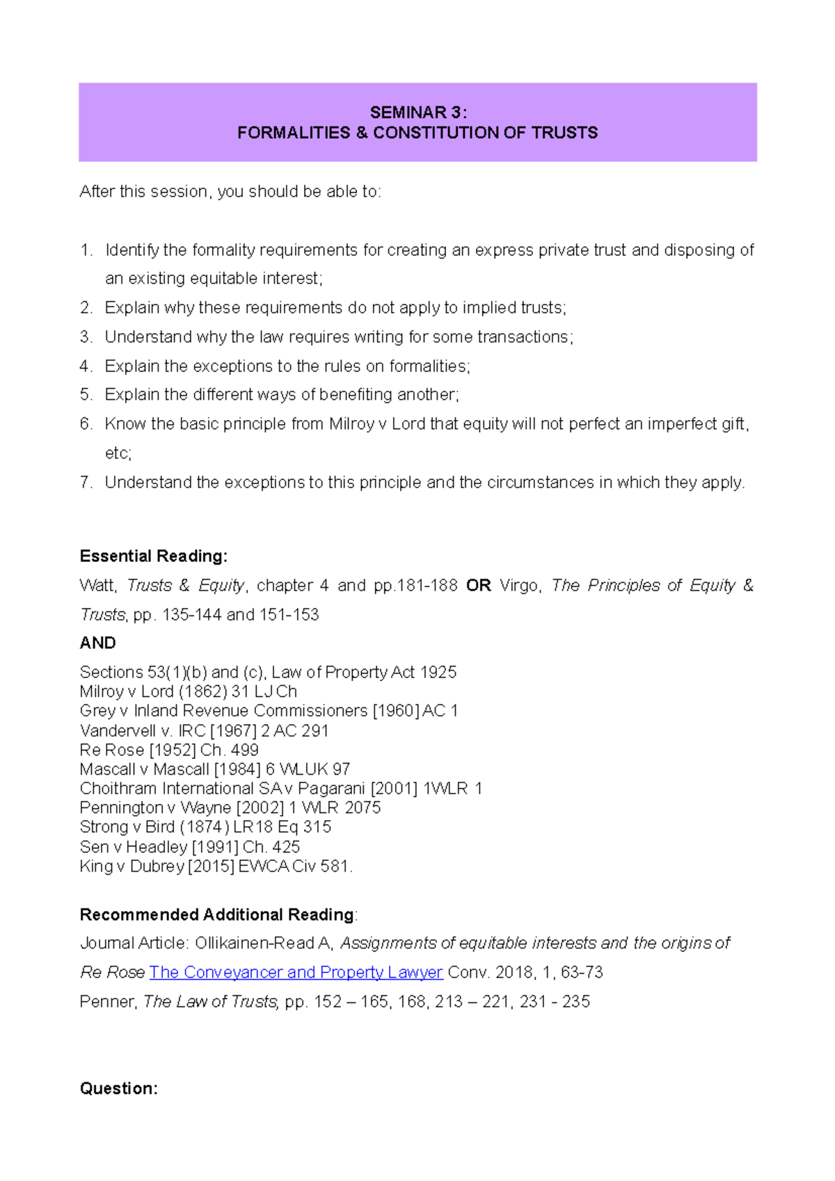 Seminar 3 Formalities and Constitution - SEMINAR 3: FORMALITIES ...