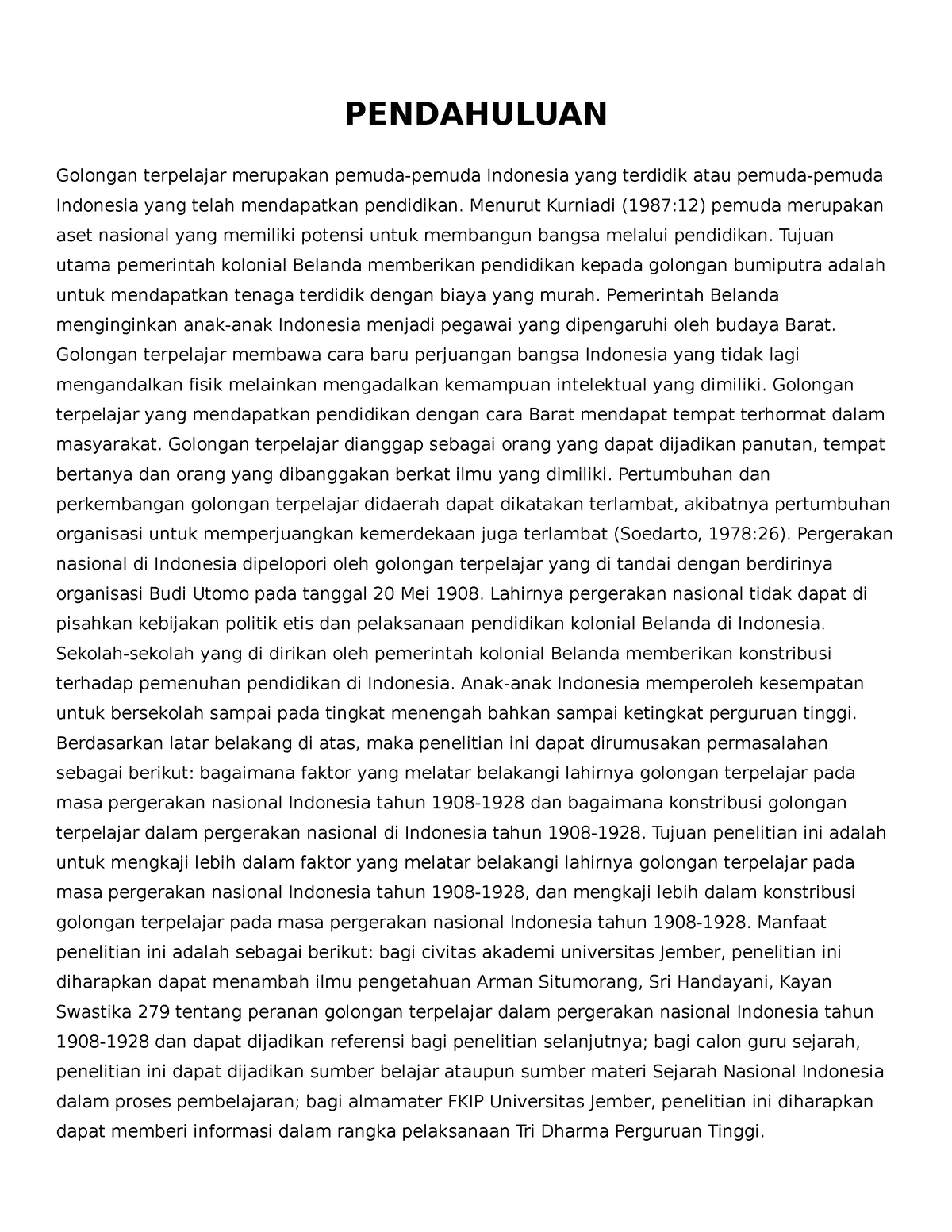 Makalah Sejarah - Bgbbgbb - PENDAHULUAN Golongan Terpelajar Merupakan ...