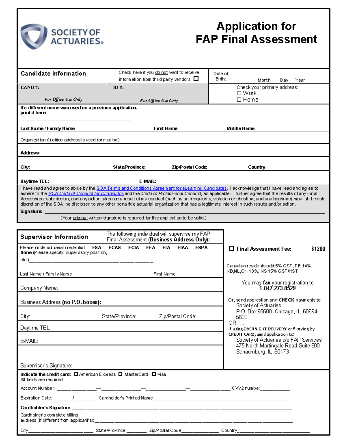 Fap Final Assessment Application For Fap Final Assessment Candidate