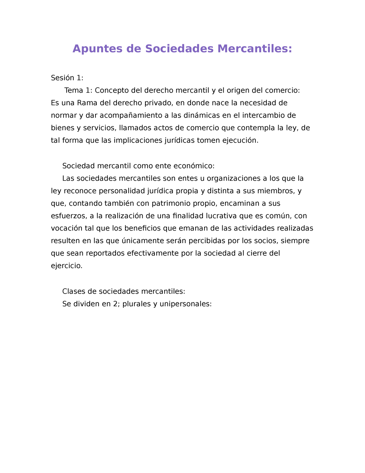 Apuntes De Sociedades Mercantiles Apuntes De Sociedades Mercantiles Sesión 1 Tema 1 4669