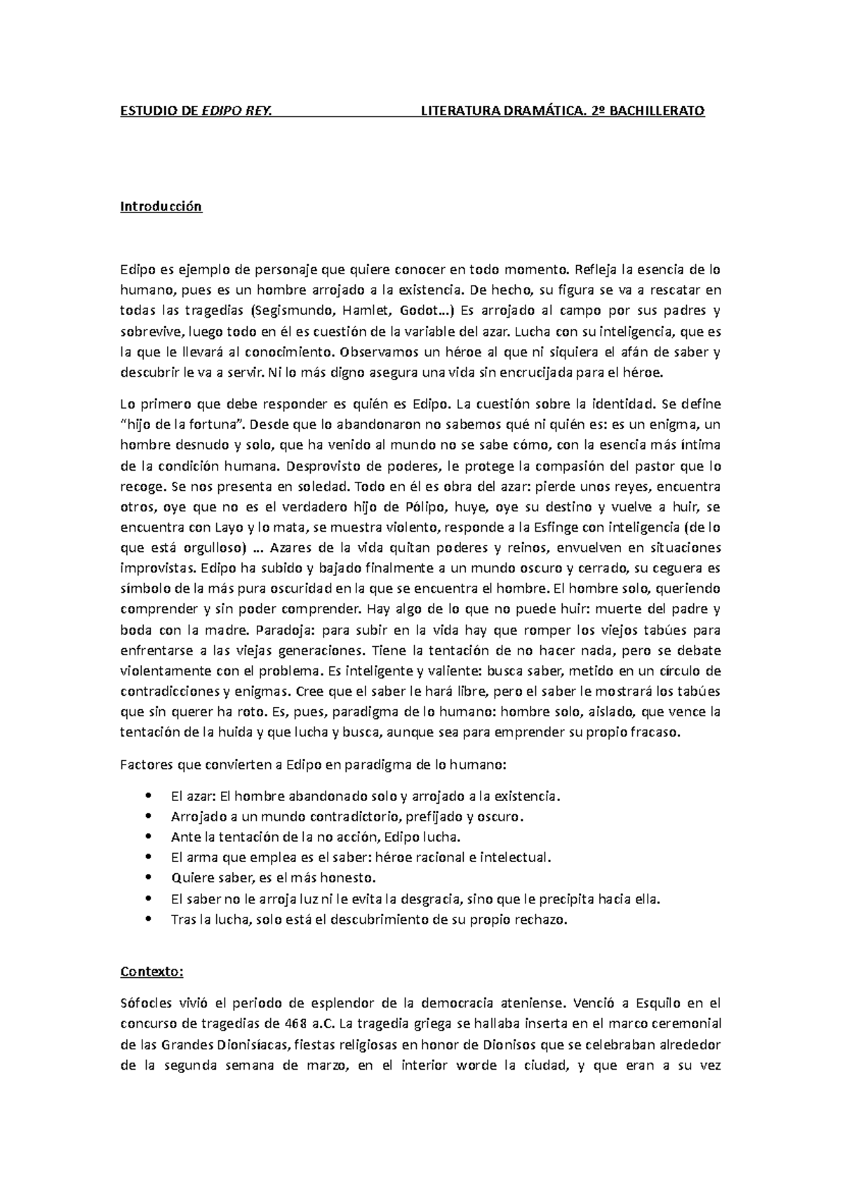 Estudio De Edipo REY - ESTUDIO DE EDIPO REY. LITERATURA DRAMÁTICA. 2º ...