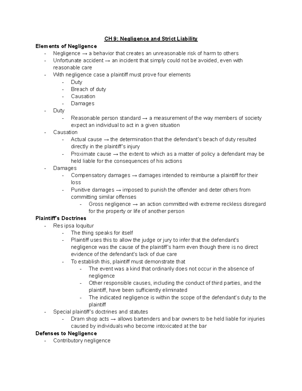 ACCT 324 Ch 9 Reading - Google Docs - CH 9: Negligence And Strict ...