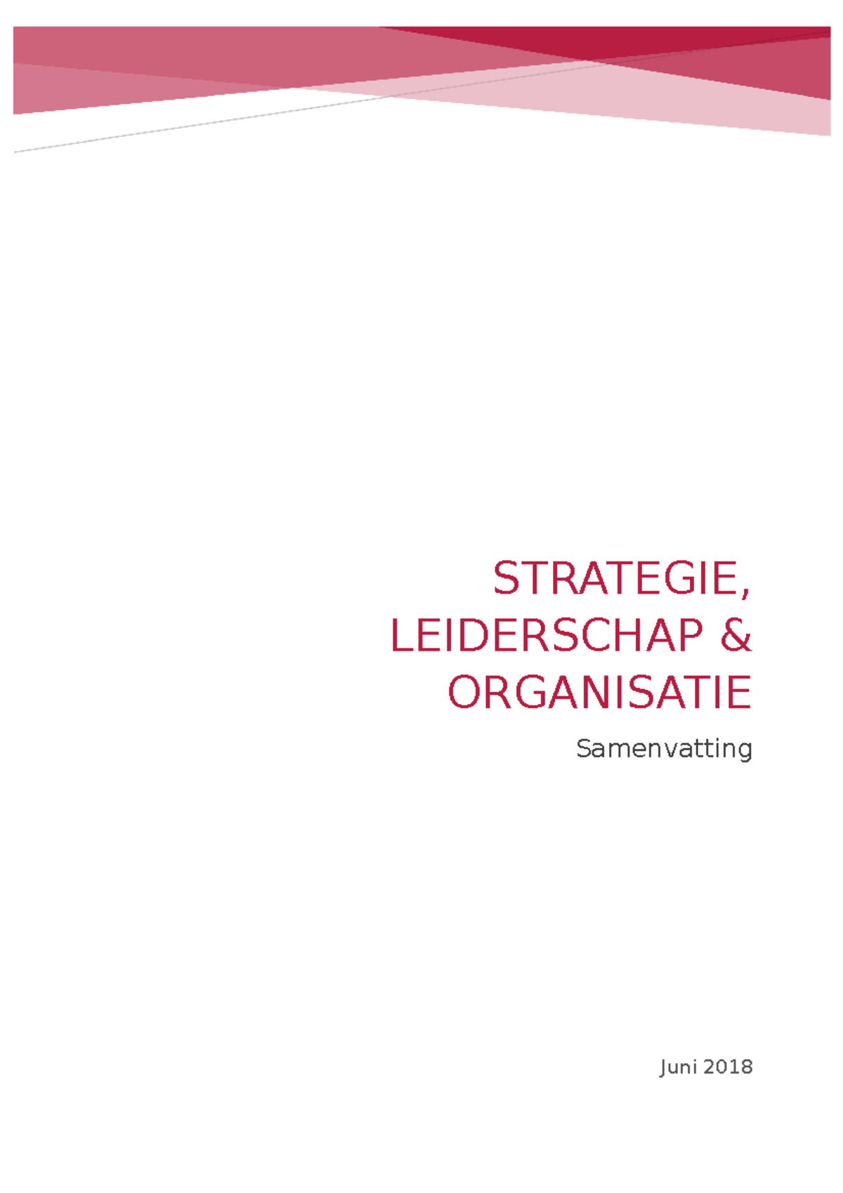 Strategie Leiderschap En Organisatie - Juni 2018 STRATEGIE, LEIDERSCHAP ...