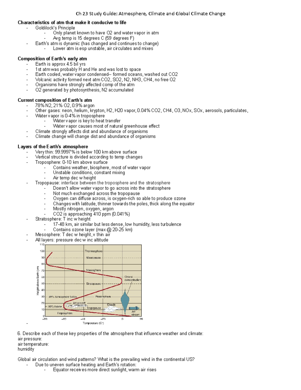 Environ 20 Ch 23 Climate Study Guide Characteristics Of Atm That Make