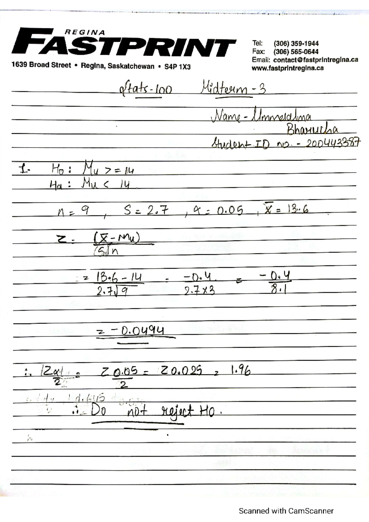Midterm 3 - STAT 100 - Studocu