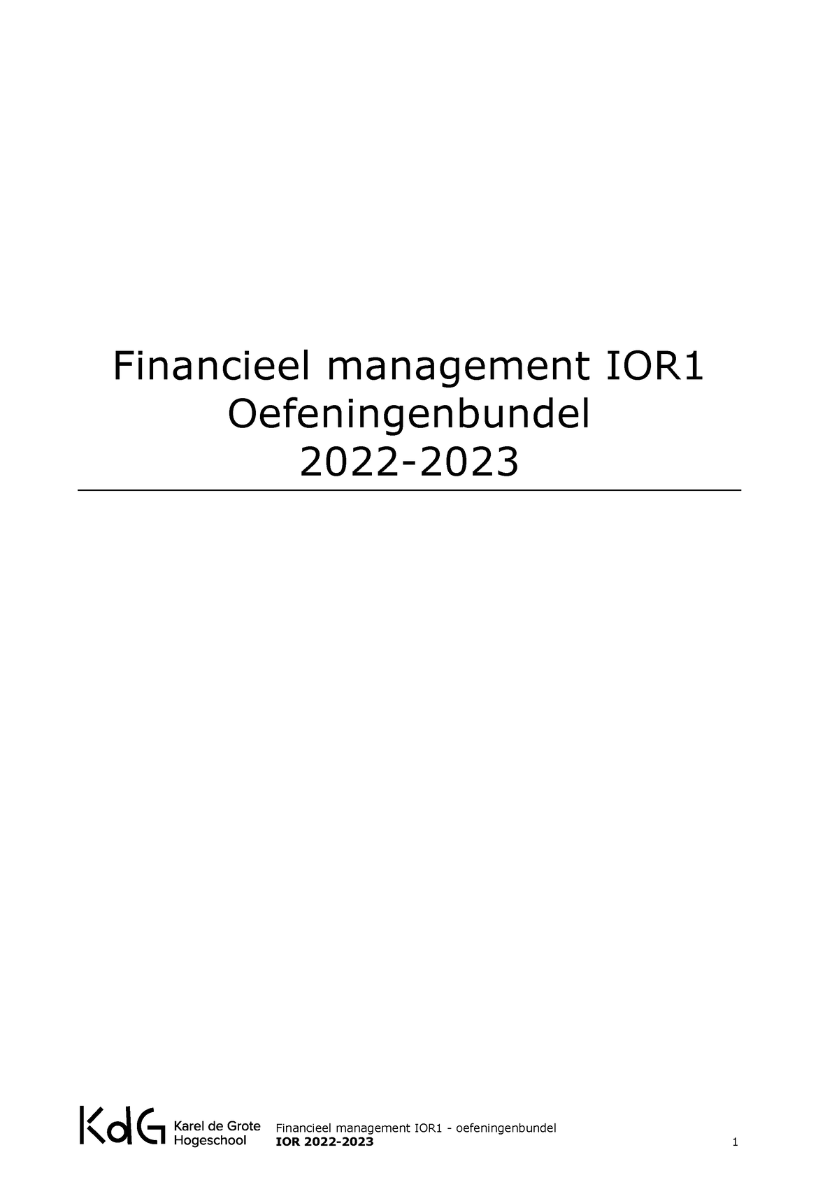 22-23 FM IOR1 Oefeningenbundel - Financieel Management IOR ...