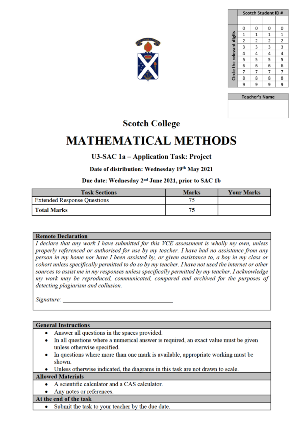 methods unit 3 sac, graphing,modelling,problem solving - Question 4 (13 ...