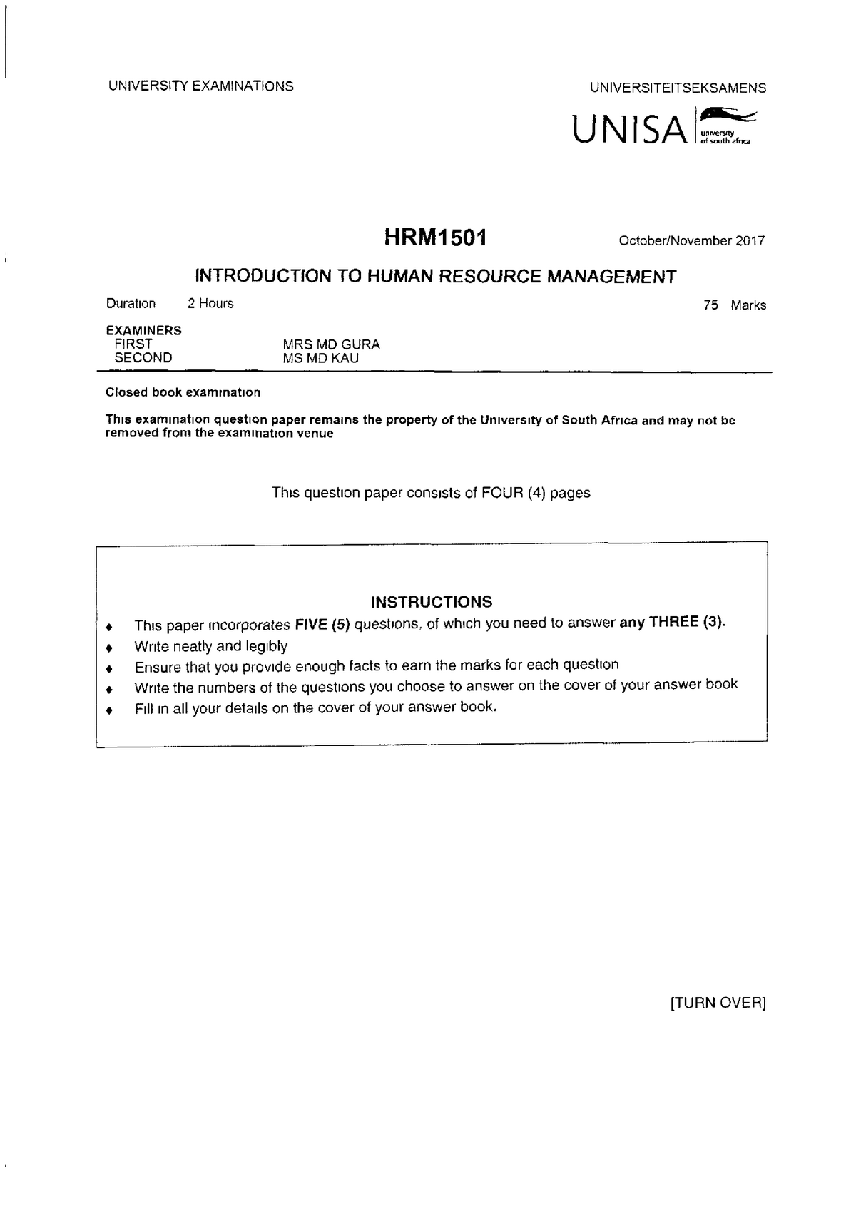 HRM1501 2017 10 E 1 - Lecture Notes 1 - Studocu