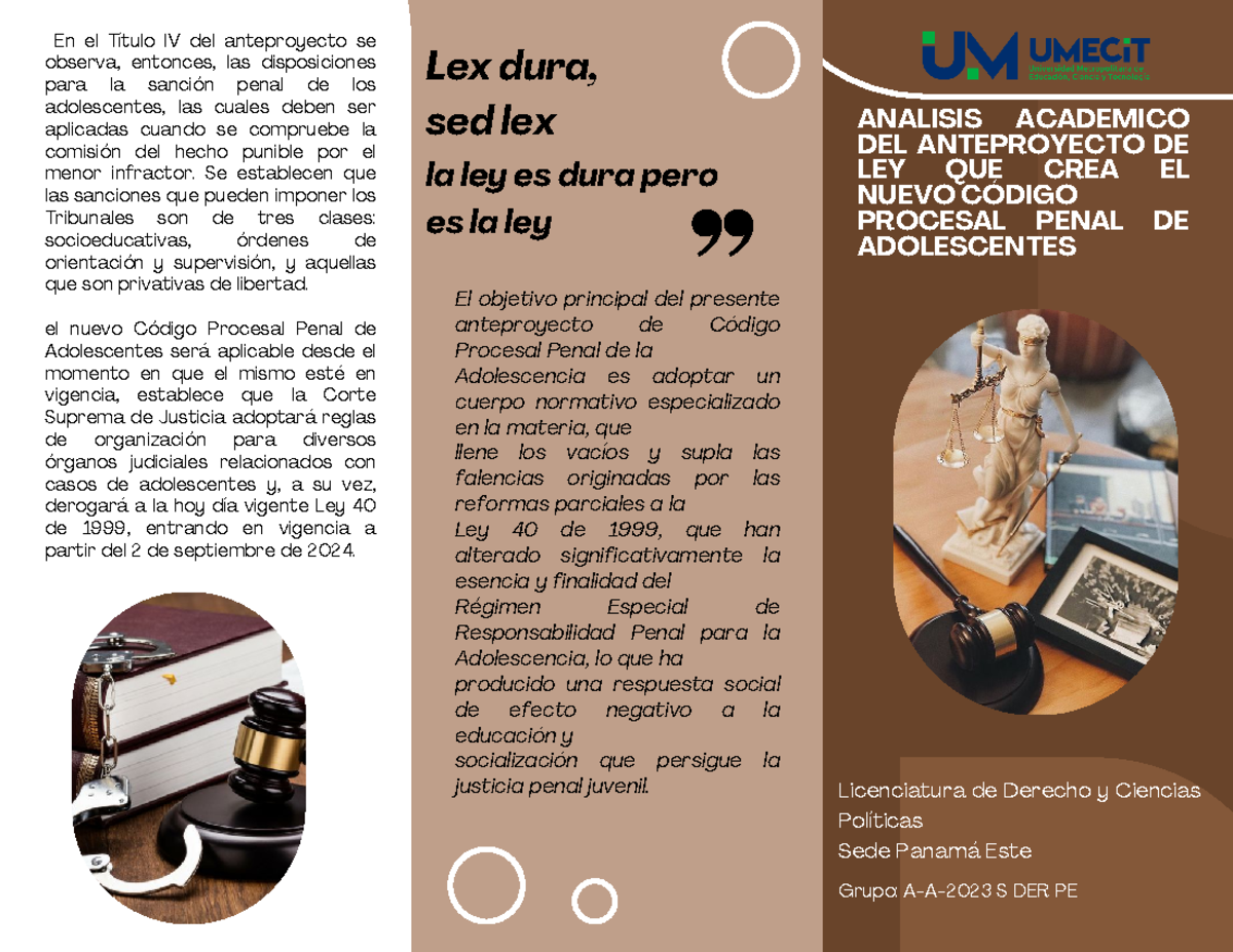 Brochure - Brochour - Lex dura, sed lex la ley es dura pero es la ley