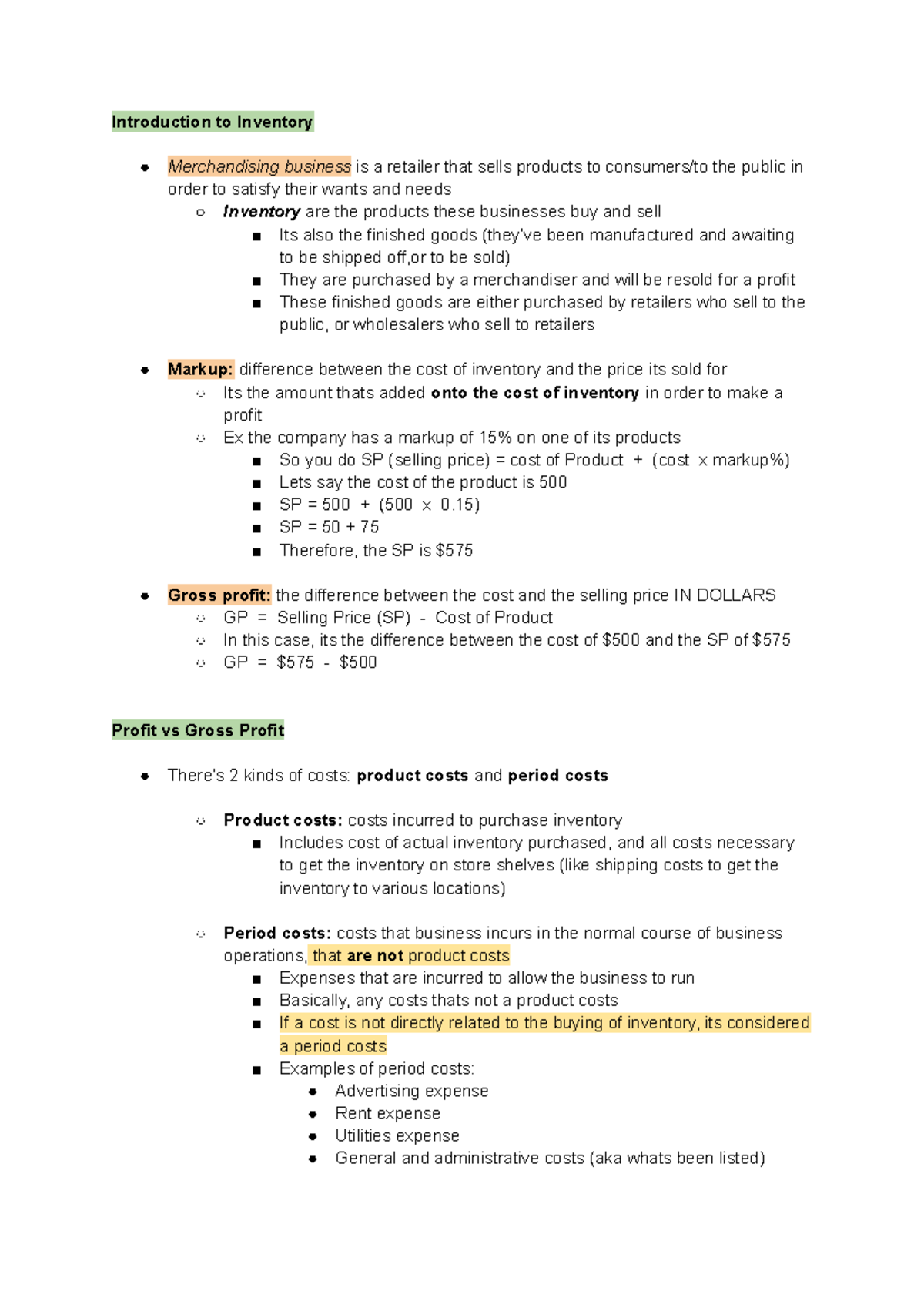 Chapter 5 - Lecture notes 5 - Introduction to Inventory Merchandising ...