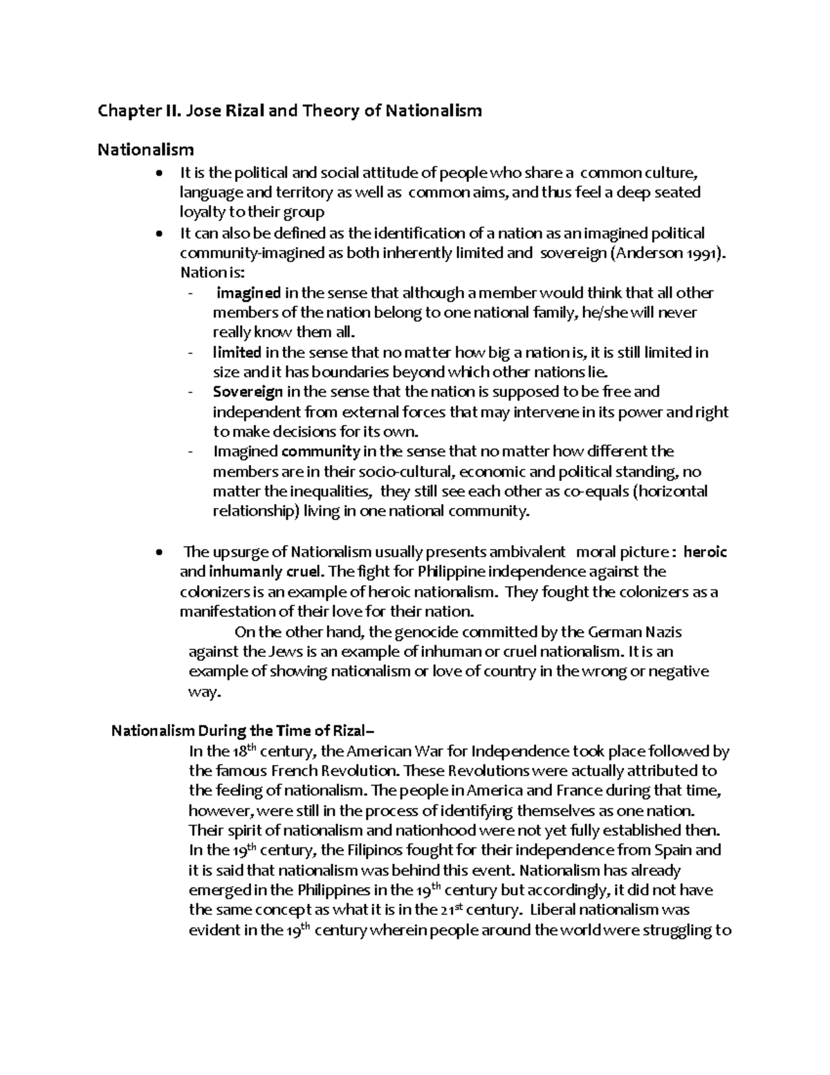 Chapter II Rizal And Nationalism - Chapter II. Jose Rizal And Theory Of ...