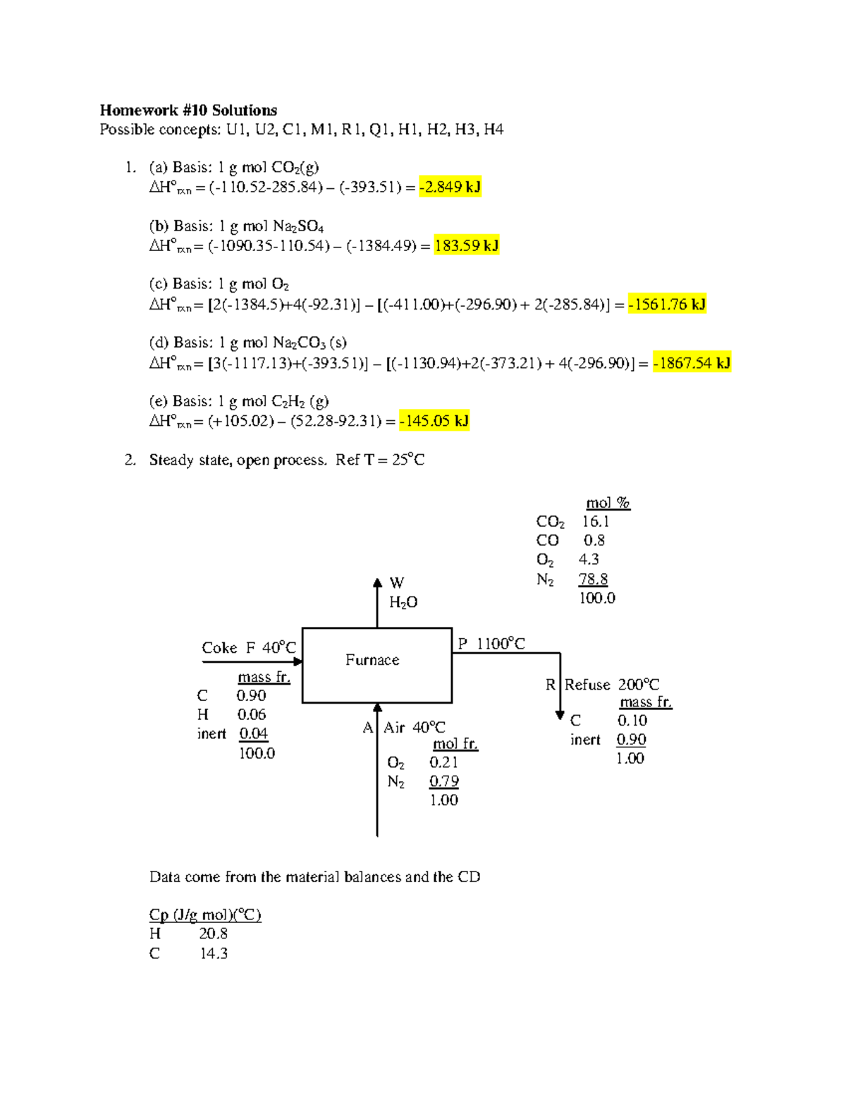 Homework 10 Solutions - Homework #10 Solutions Possible concepts: U1 ...