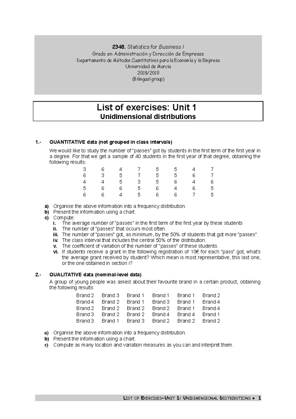 List of exercises Unit1(11) Derecho Civil UM Studocu