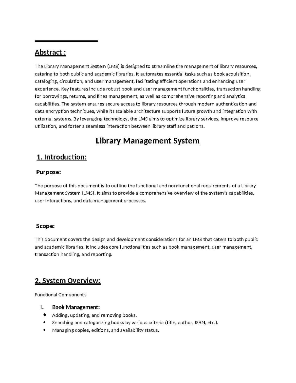 Library management 2 - Abstract : The Library Management System (LMS ...