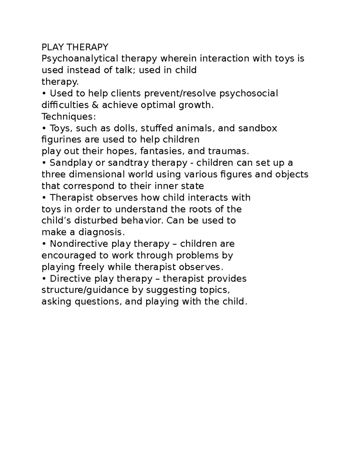 play therapy case study assignment