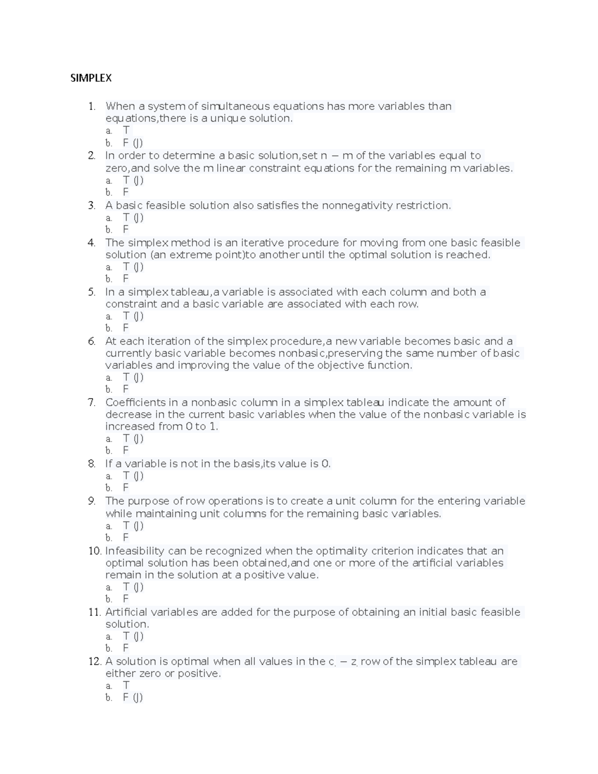 Simplex Questions and Answer - SIMPLEX 1. When a system of simultaneous ...