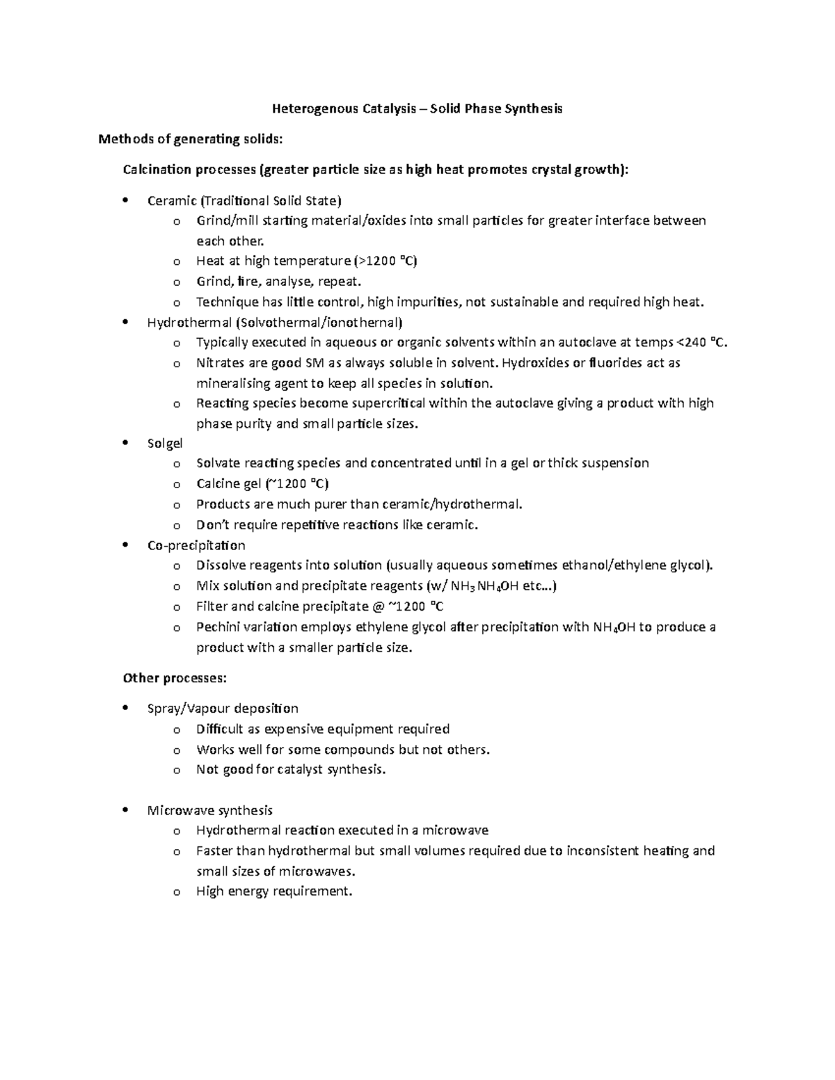 Heterogenous Catalysis Notes Heterogenous Catalysis Solid Phase