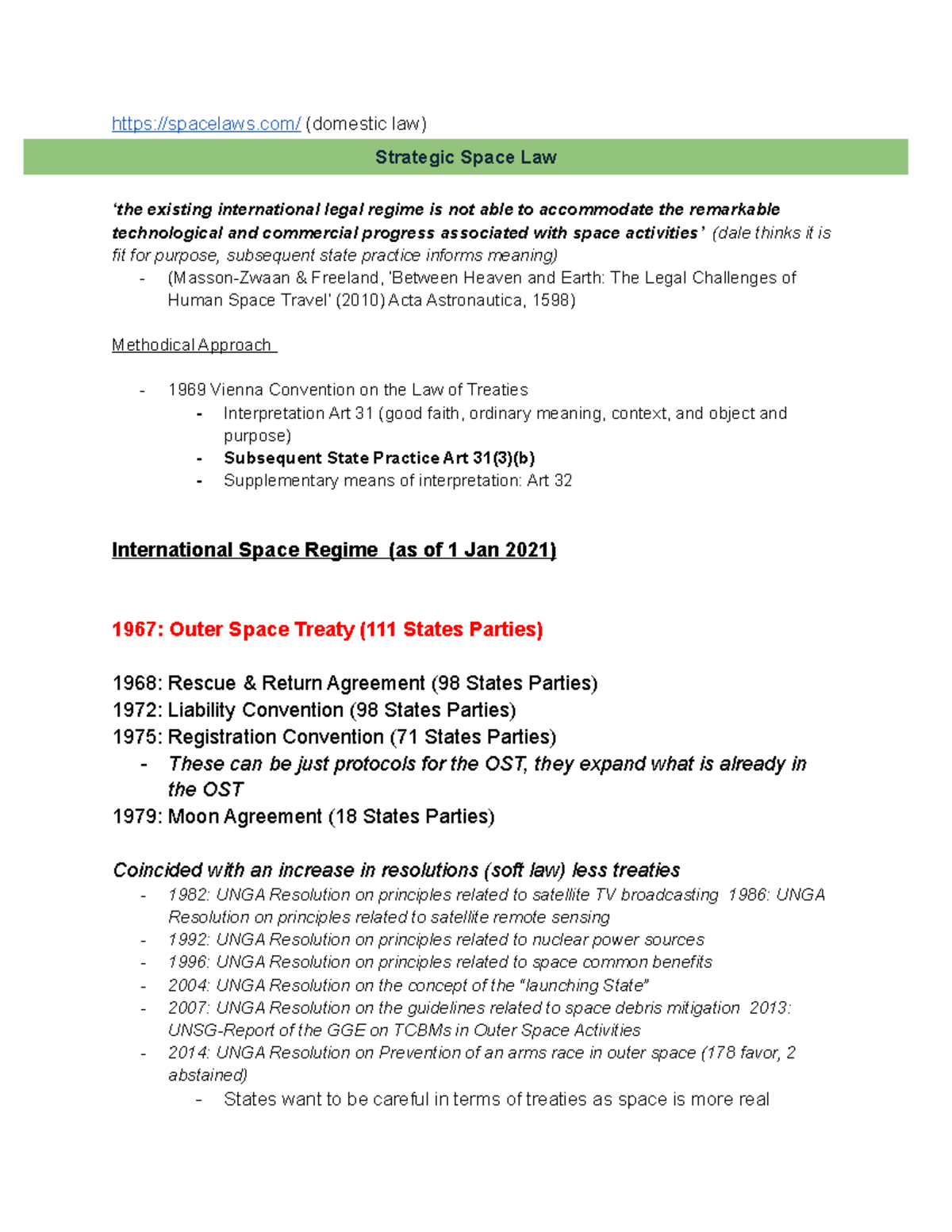 Intro to Space Law (Day One Part One) - spacelaws/ (domestic law ...