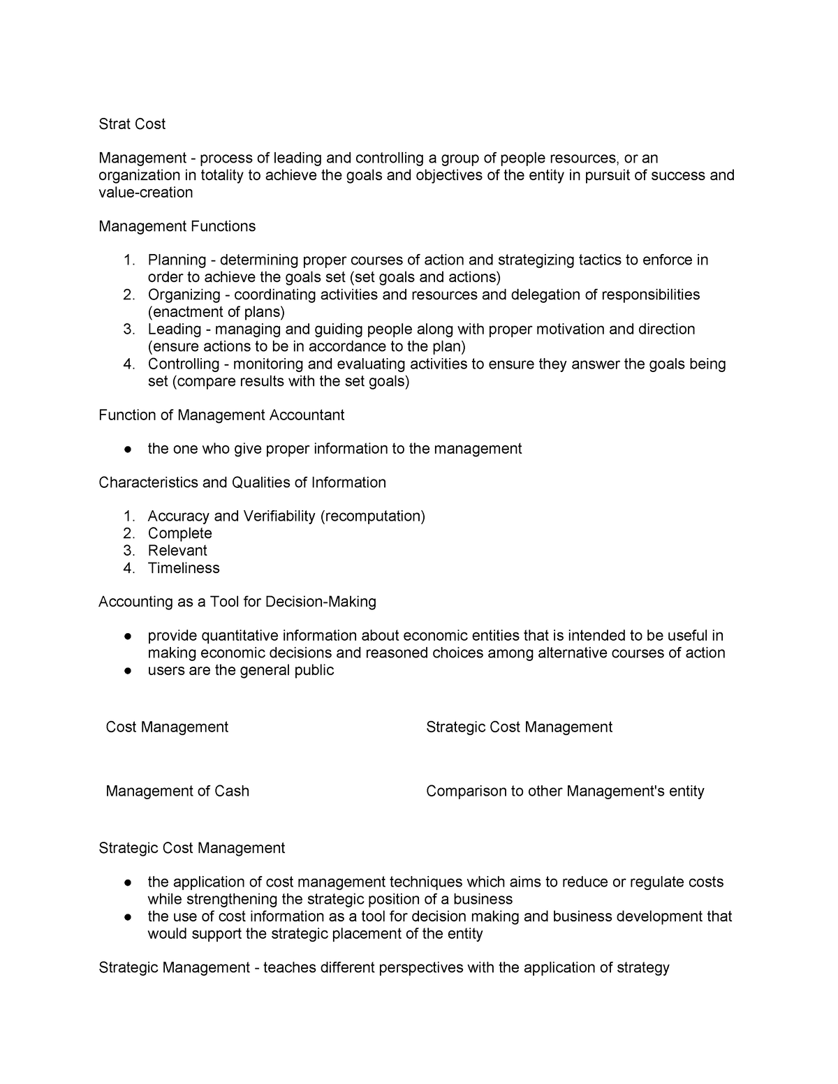 Strategic Cost Management Prelim Reviewer - Strat Cost Management ...