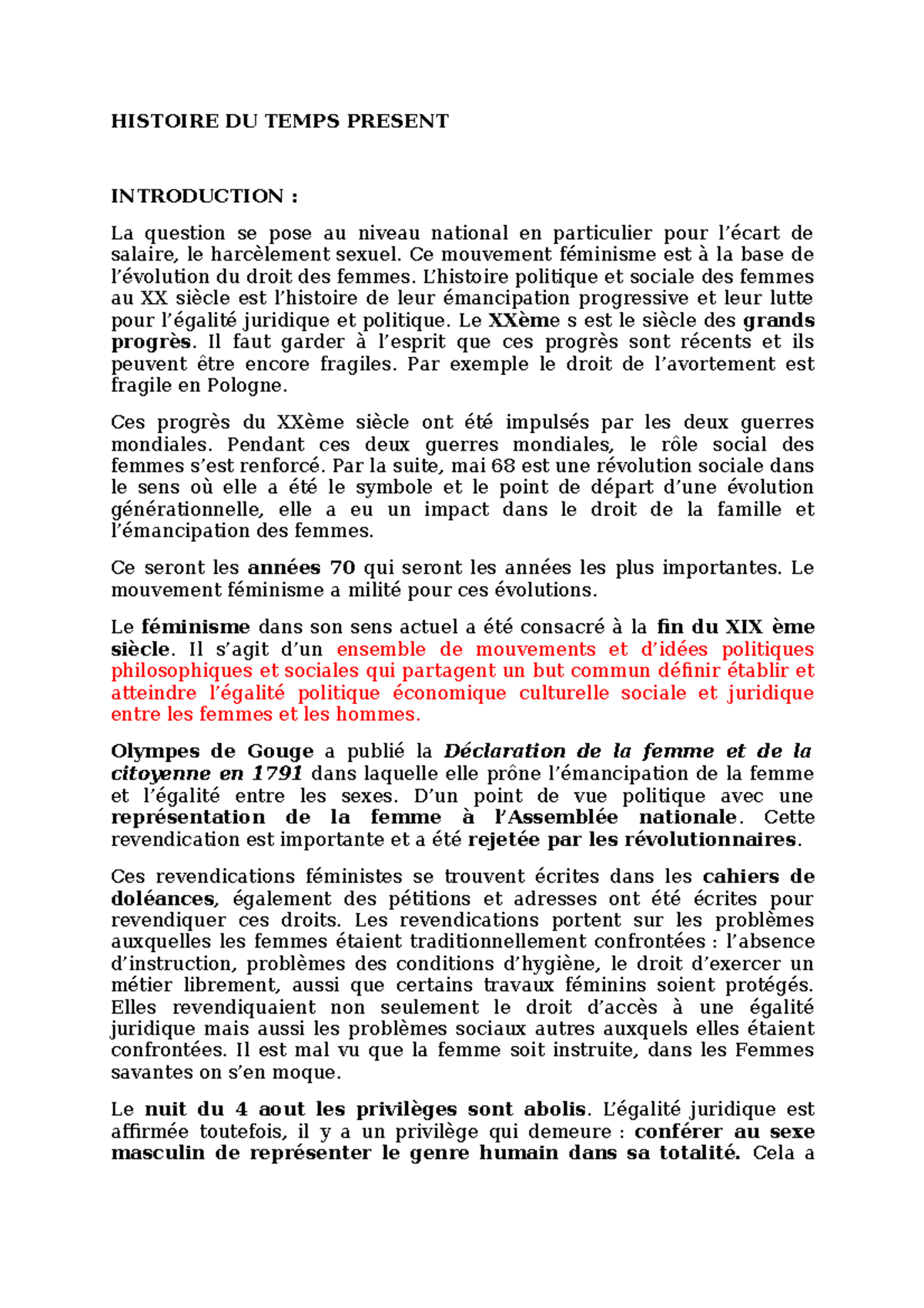 HTP cm Cours complet d'histoire du temps présent, très utile