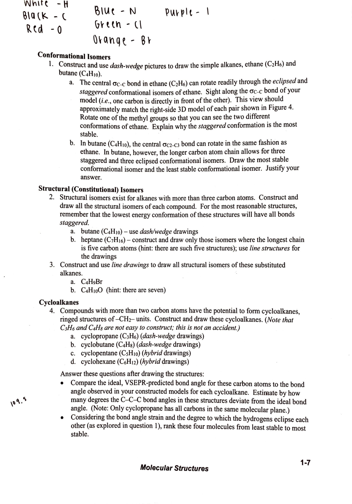 Lab 1: Molecular Structures - 1/\lhltt - H ~\U l'.. - t Rtd - O ~\UC ...