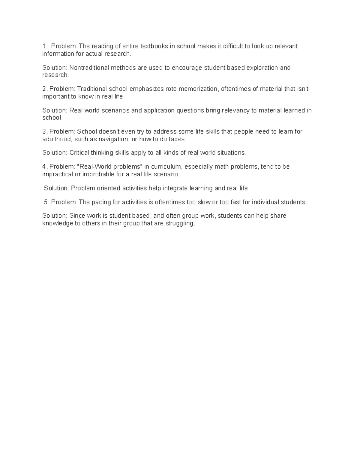 Constructivist Reflection Intro to education - Problem: The reading of ...