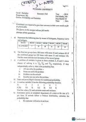 Probability and statistics past question Probability and Queuing