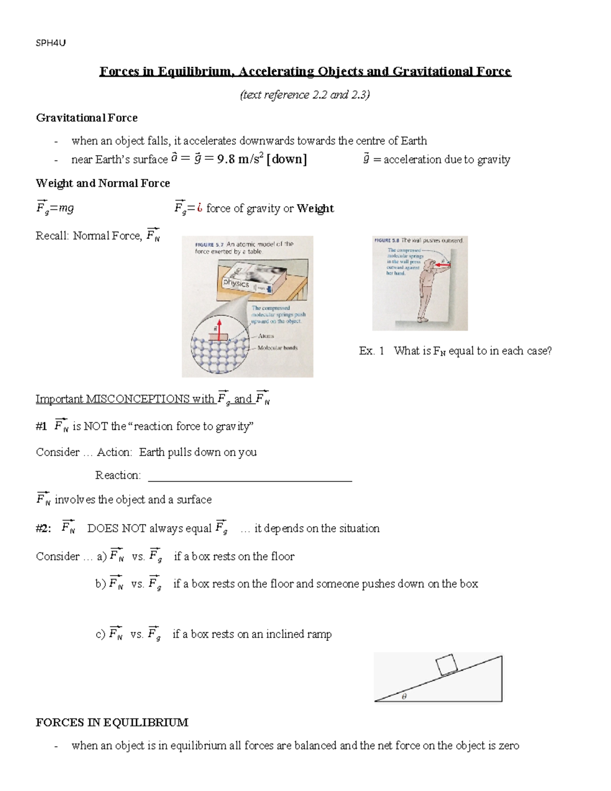 Forces in Equilibrium and Gravity and Accelerating Objects - Forces in ...