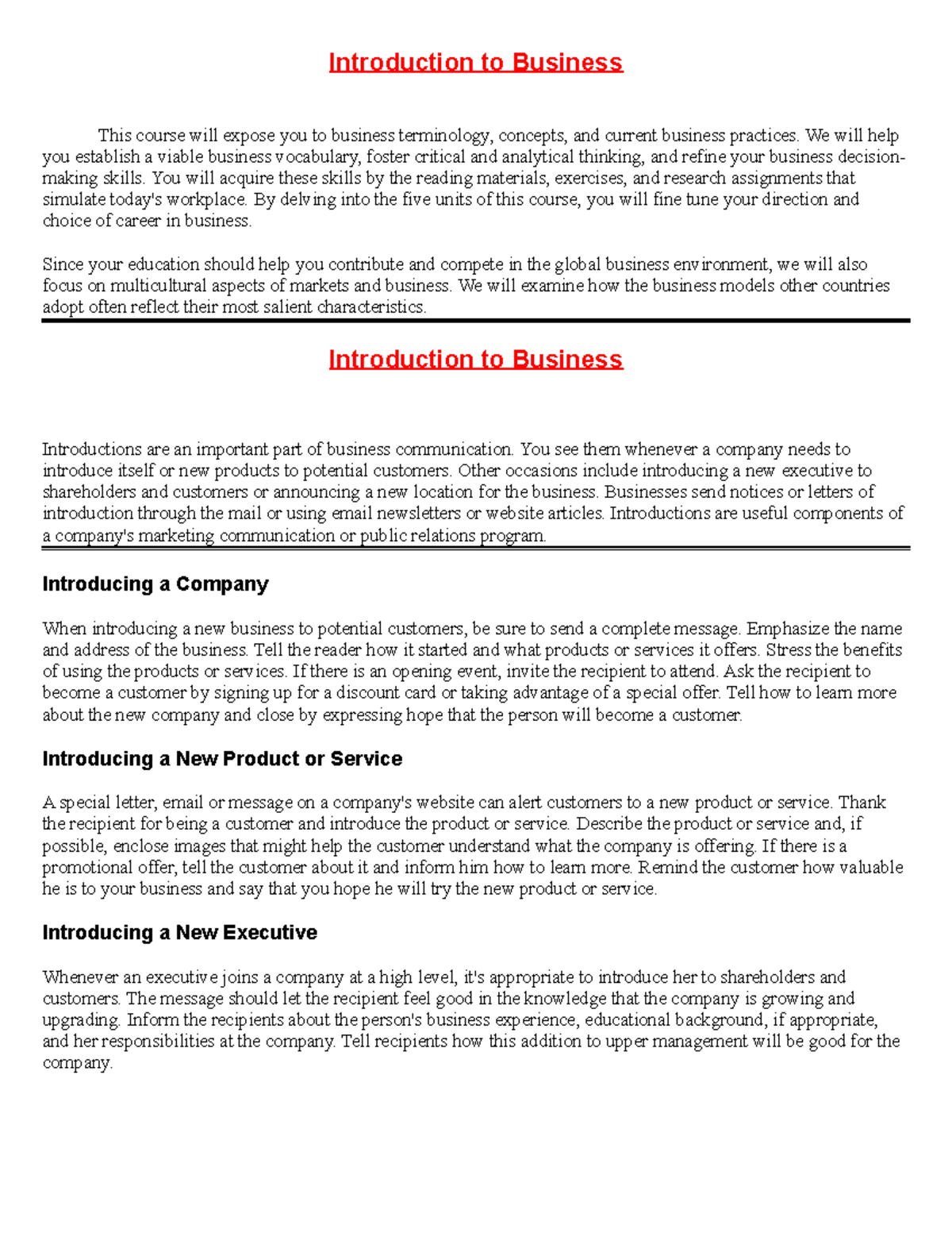 Introduction TO Business - We Will Help You Establish A Viable Business ...